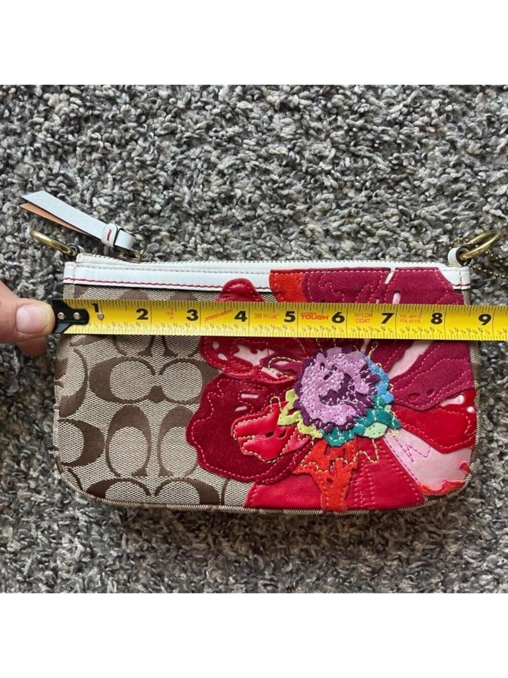 Coach Signature Poppy Applique Wristlet Rare Floral Luxury - Picture 7 of 8